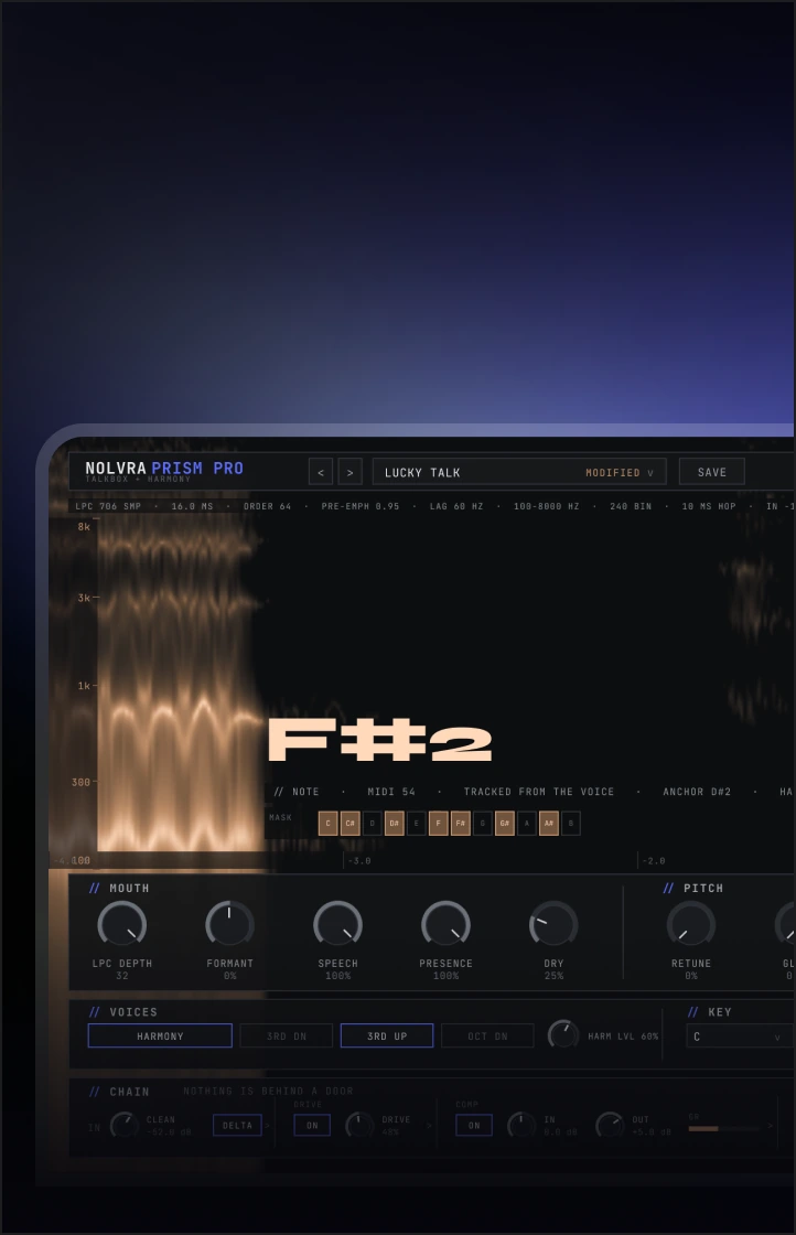 PRISM PRO plugin interface