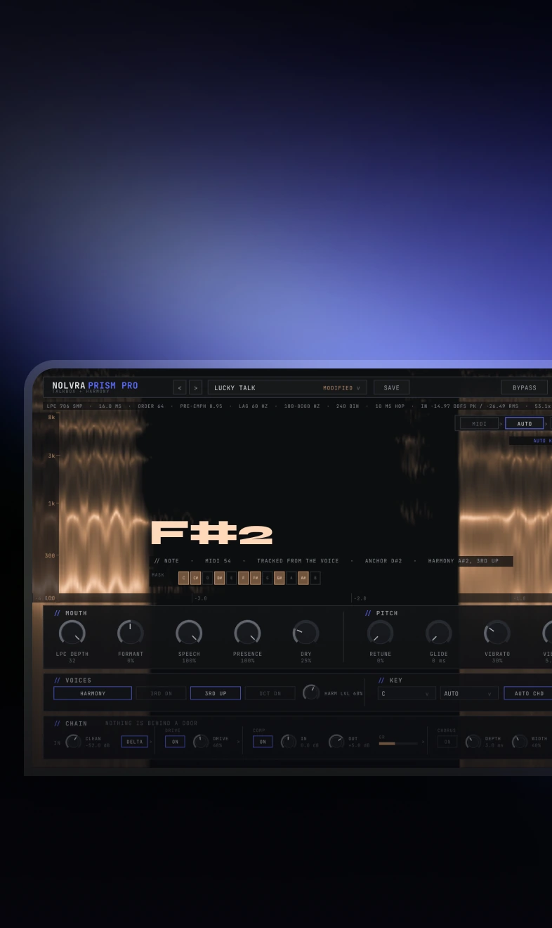 PRISM PRO plugin interface