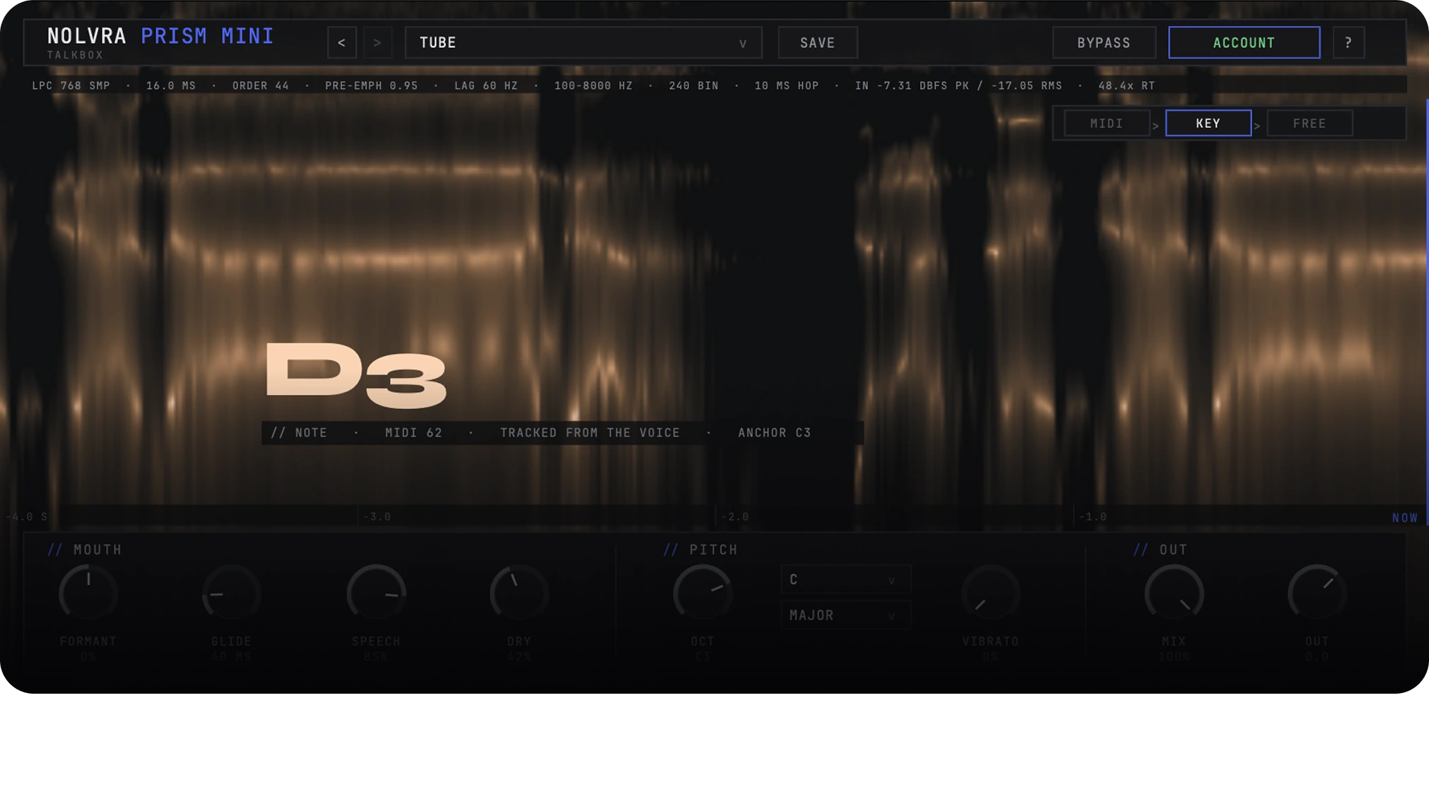 Nolvra PRISM MINI plugin interface